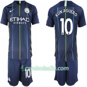 Camisolas de Futebol Manchester City Aguero 10 Criança Equipamento Alternativa 2018/19 Manga Curta